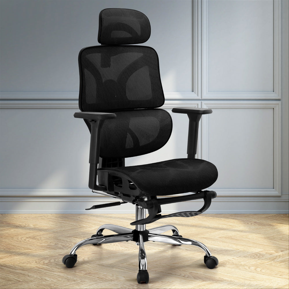 Ergonomic Office Chair with Footrest - Black