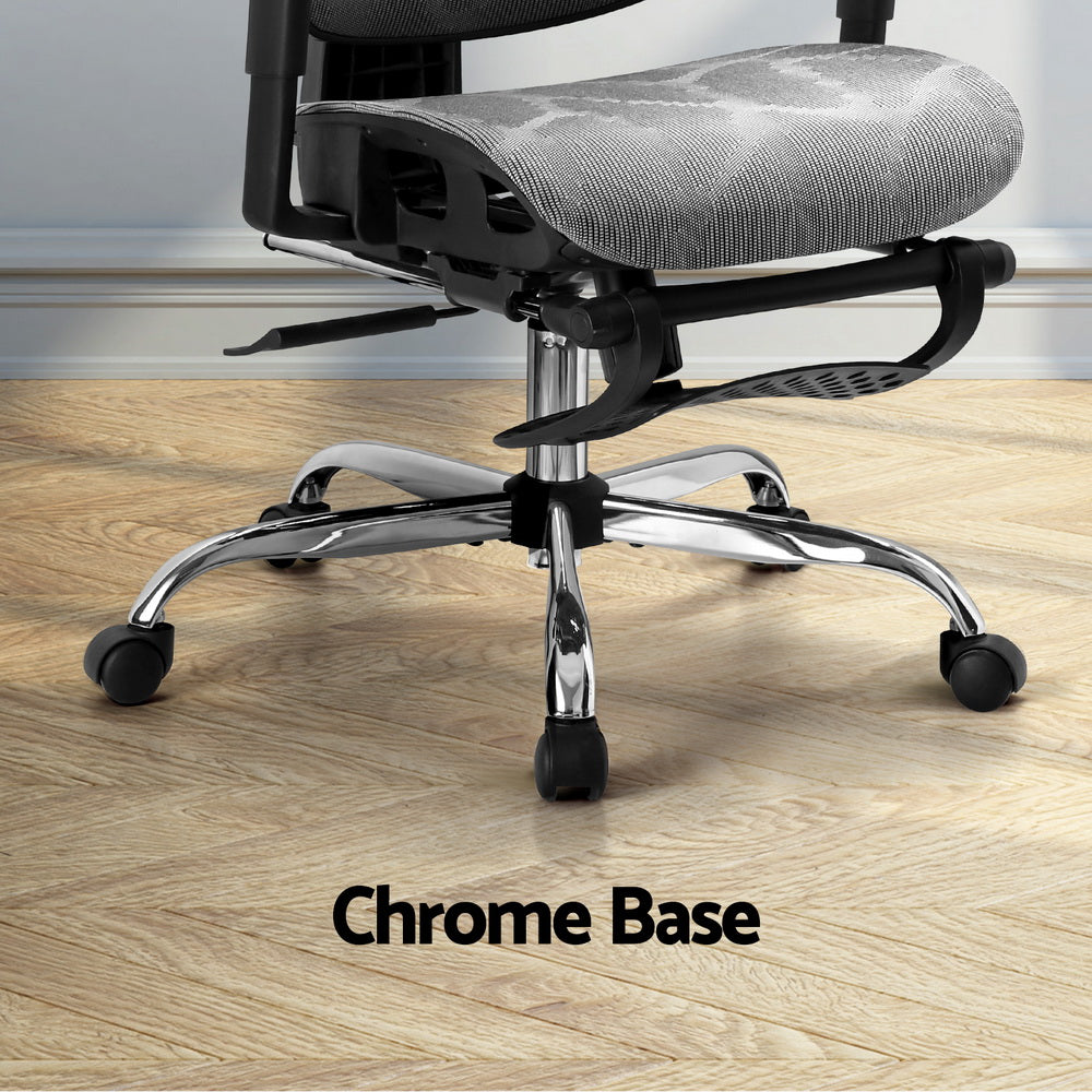 Ergonomic Office Chair with Footrest - Grey