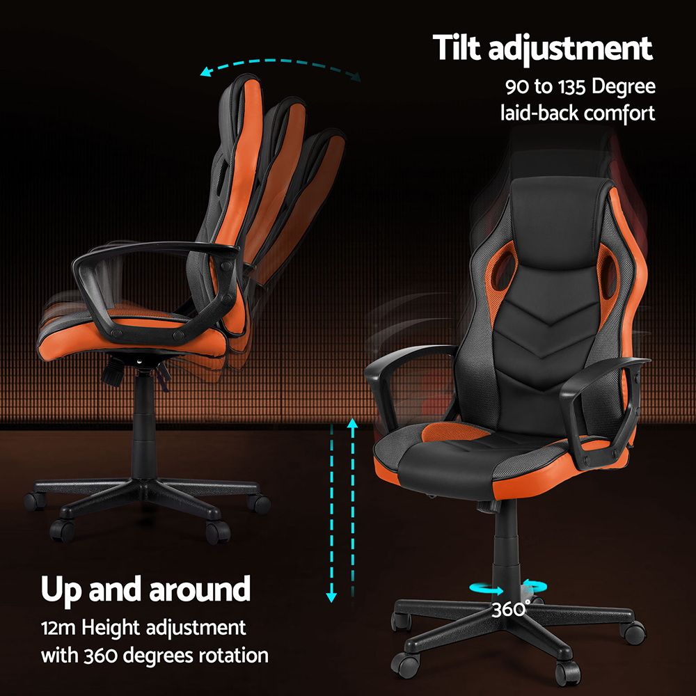Gaming Office Chair Computer Executive Racing Chair High Back - Orange