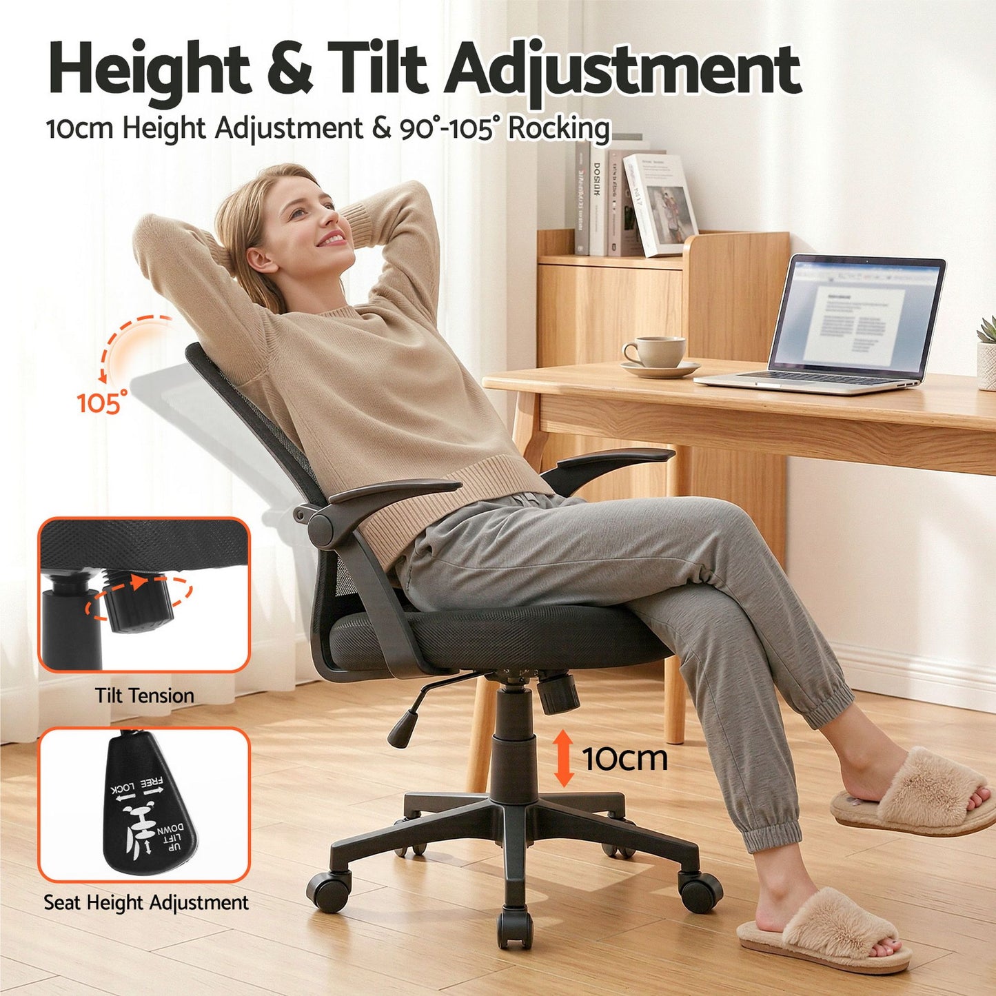 Gaming Office Chair Mesh Computer Chair Swivel Executive Mid-Back - Black