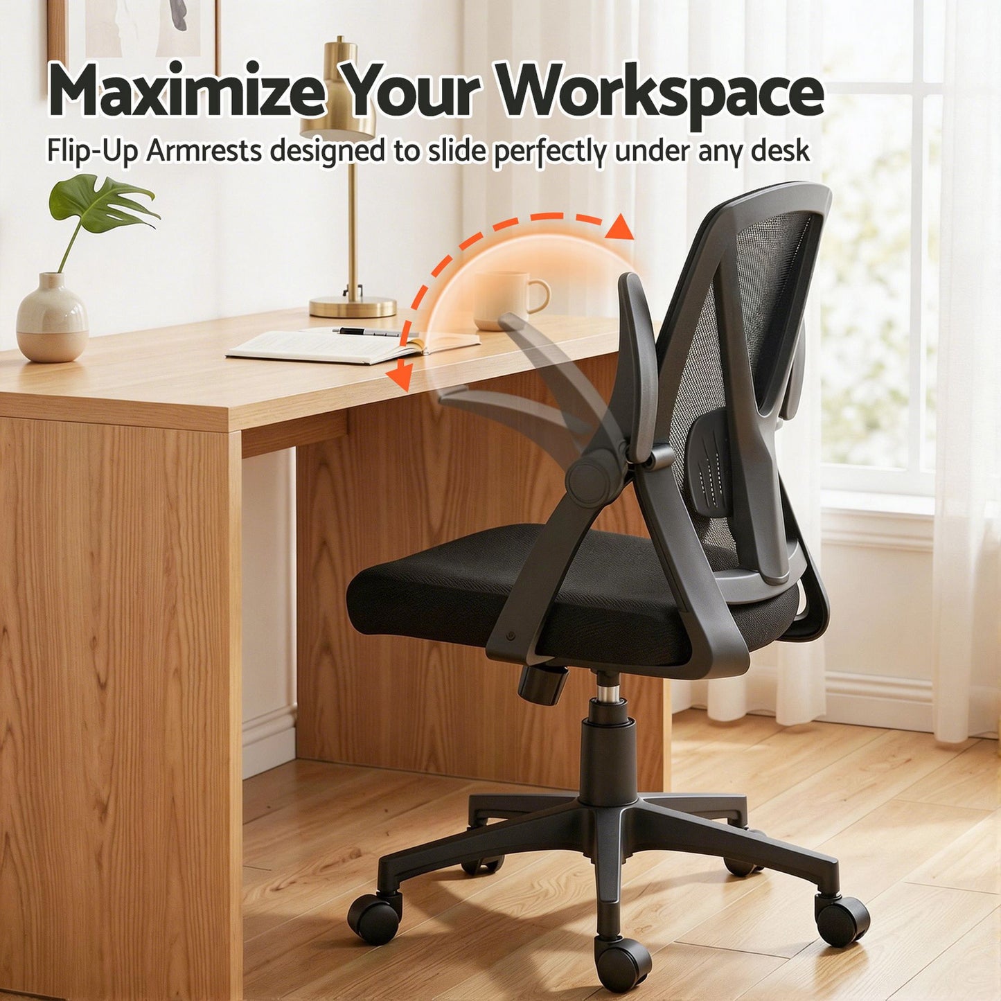 Gaming Office Chair Mesh Computer Chair Swivel Executive Mid-Back - Black