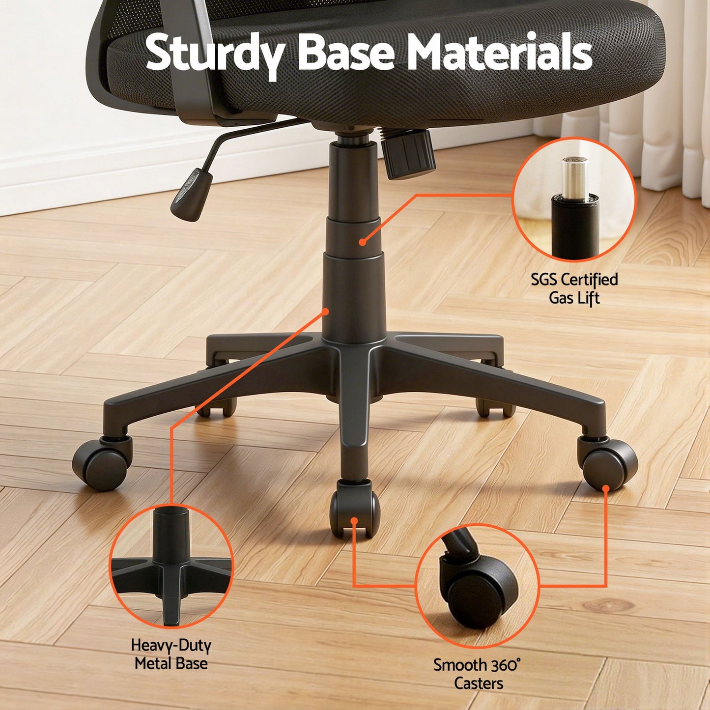 Gaming Office Chair Mesh Computer Chair Swivel Executive Mid-Back - Black