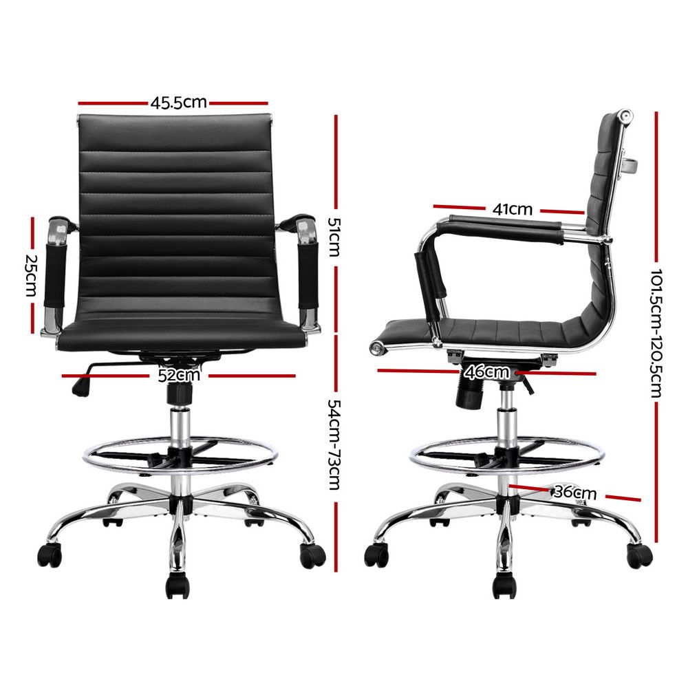 Office Chair Veer Drafting Stool Mesh Chairs Armrest Standing Desk Black