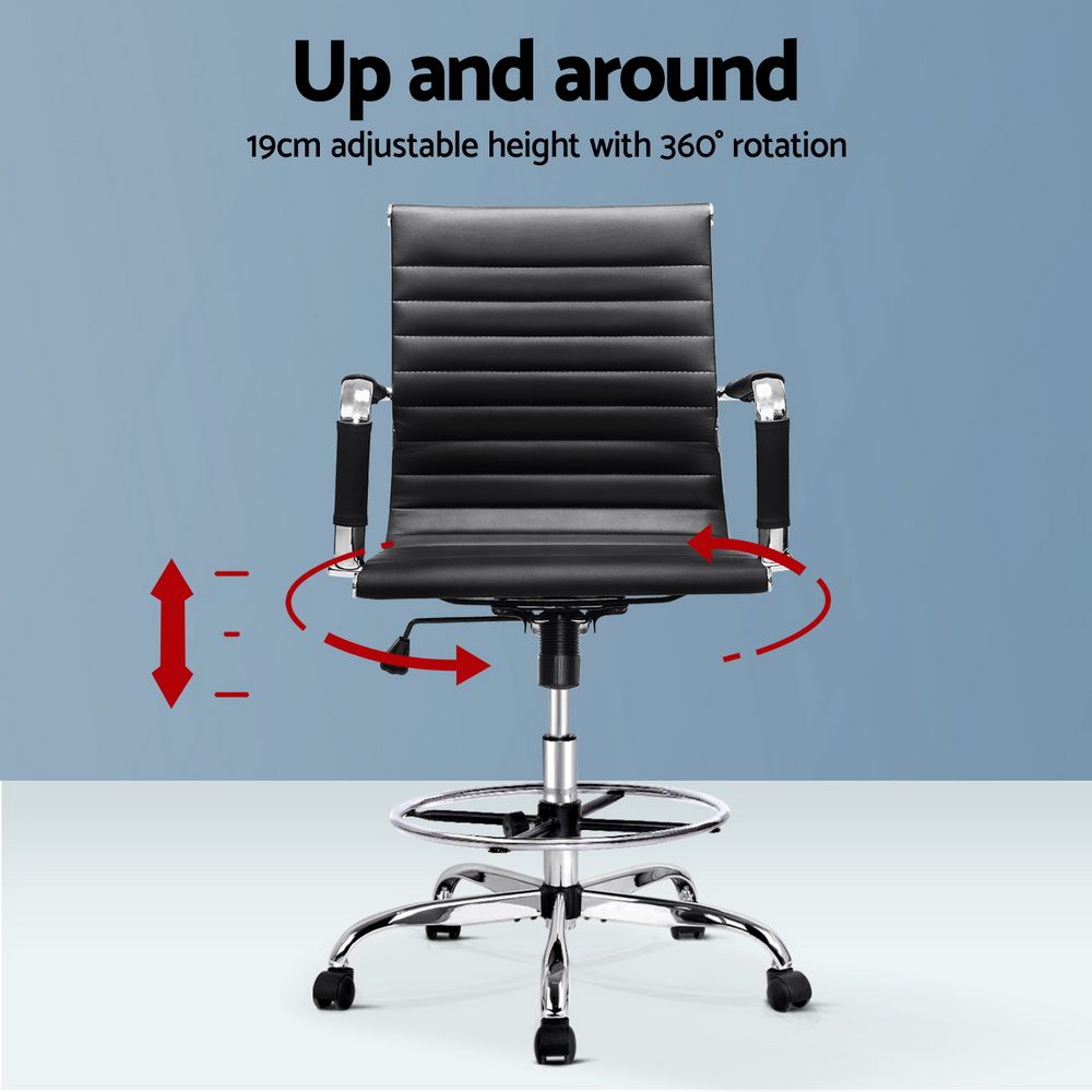 Office Chair Veer Drafting Stool Mesh Chairs Armrest Standing Desk Black