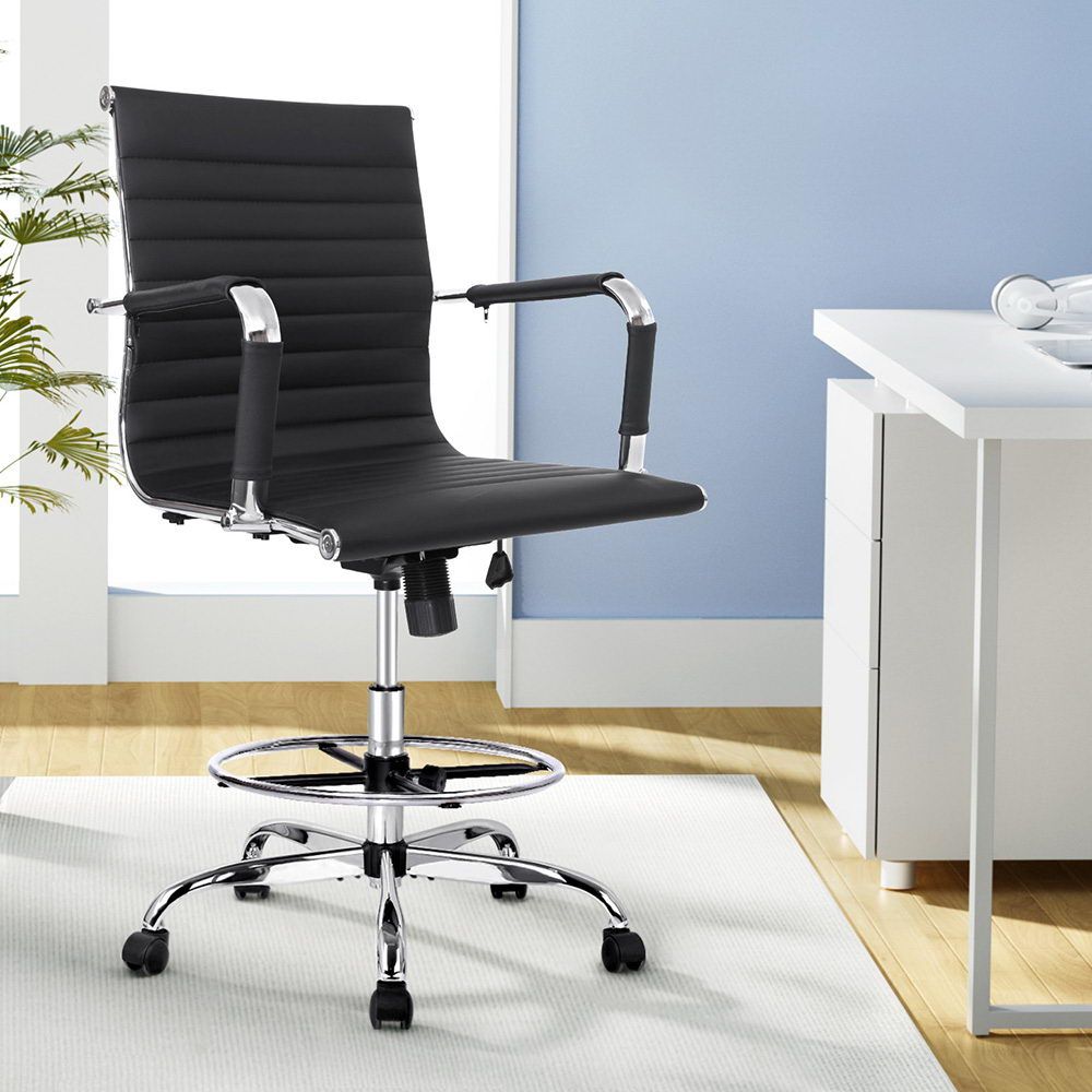 Office Chair Veer Drafting Stool Mesh Chairs Armrest Standing Desk Black