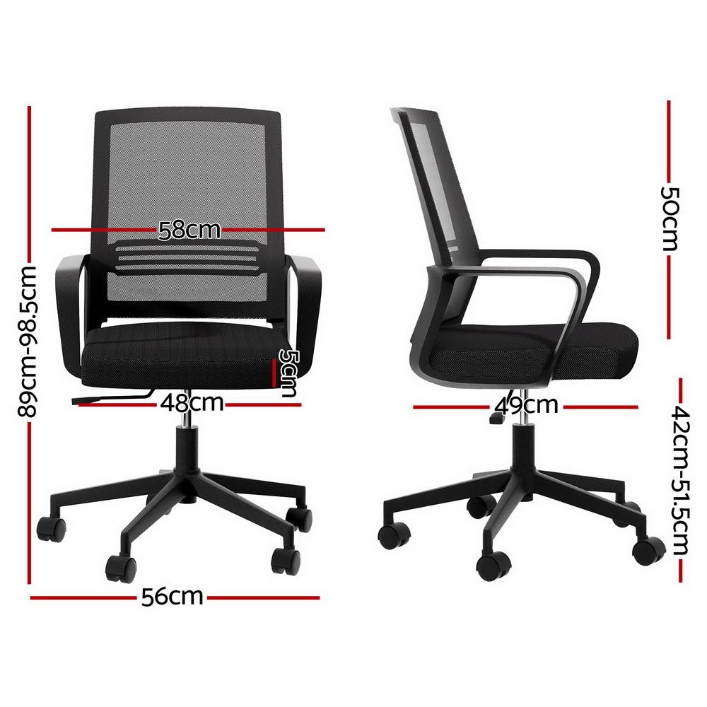 Mesh Office Chair Computer Gaming Desk Chair Work Study Mid Back - Black