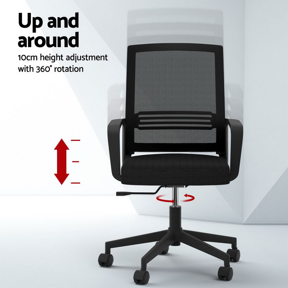 Mesh Office Chair Computer Gaming Desk Chair Work Study Mid Back - Black