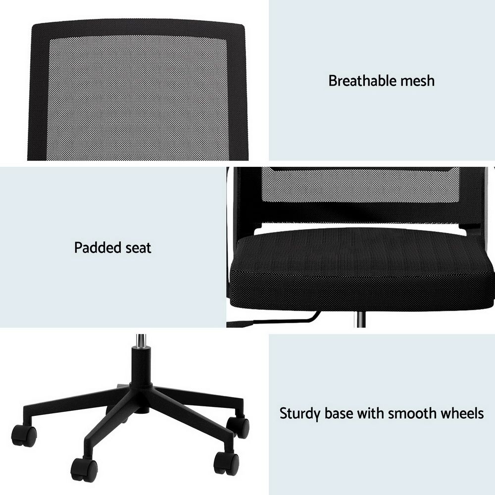 Mesh Office Chair Computer Gaming Desk Chair Work Study Mid Back - Black