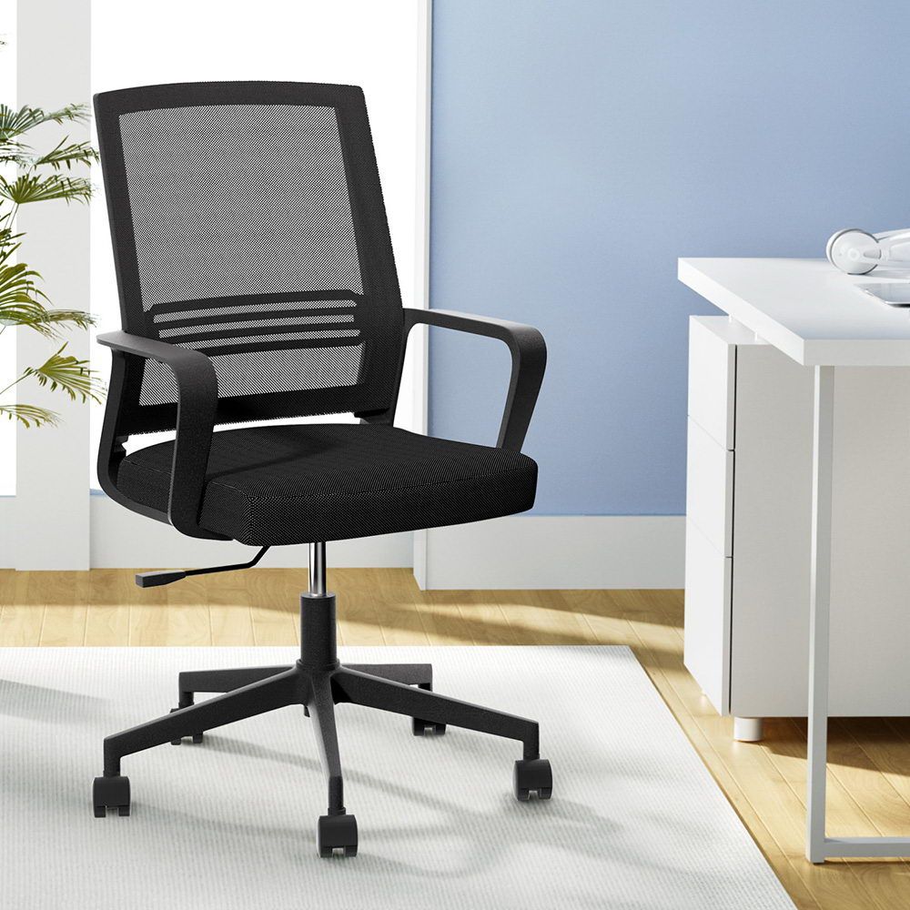 Mesh Office Chair Computer Gaming Desk Chair Work Study Mid Back - Black