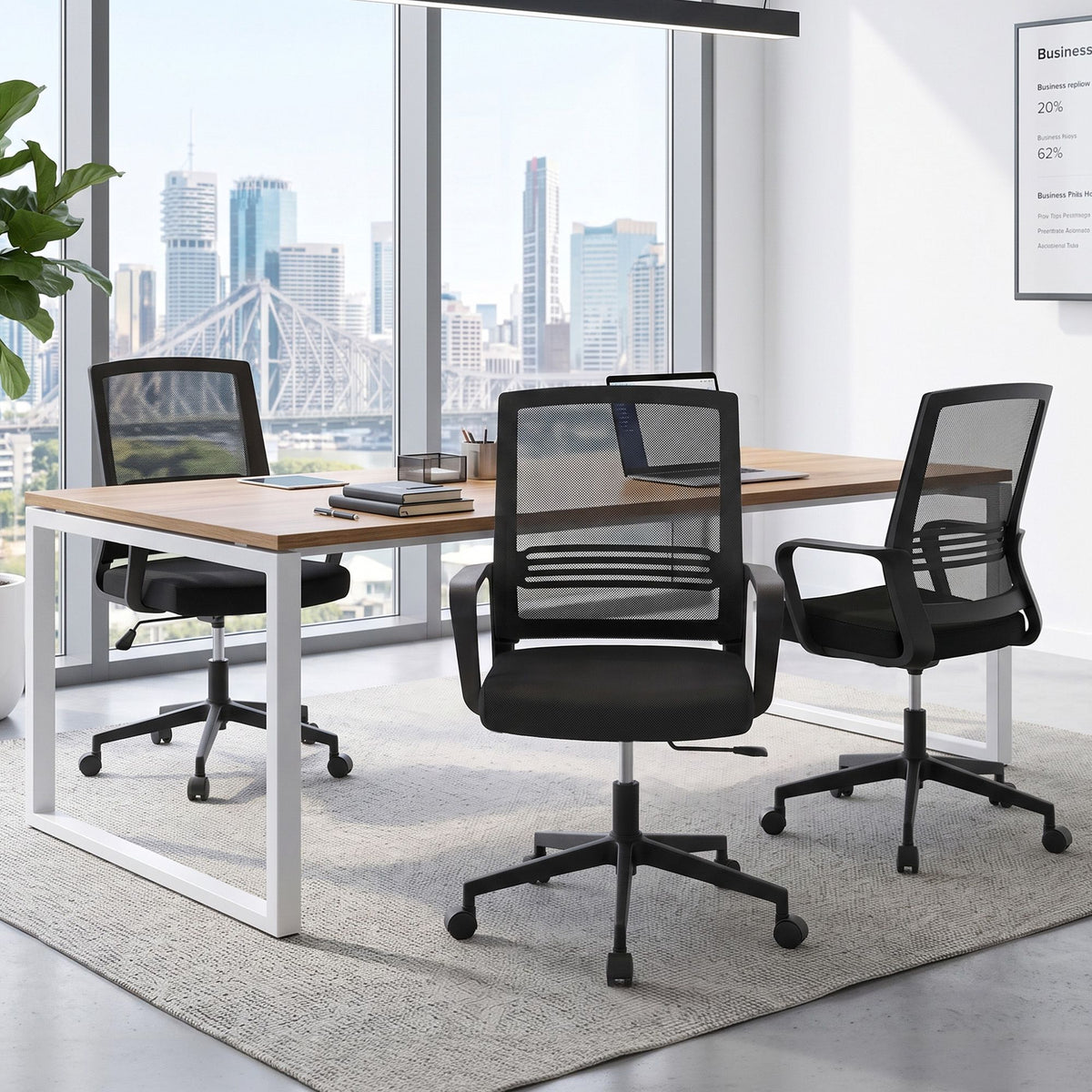Mesh Office Chair Computer Gaming Desk Chair Work Study Mid Back - Black