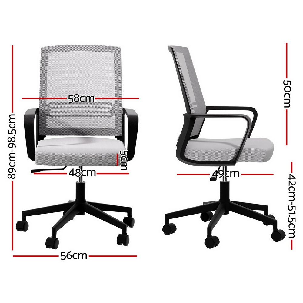 Mesh Office Chair Computer Gaming Desk Chair Work Study Mid Back - Grey