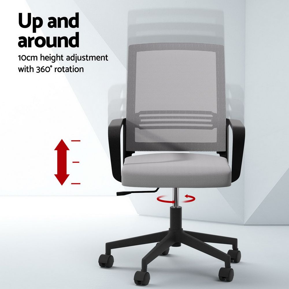 Mesh Office Chair Computer Gaming Desk Chair Work Study Mid Back - Grey