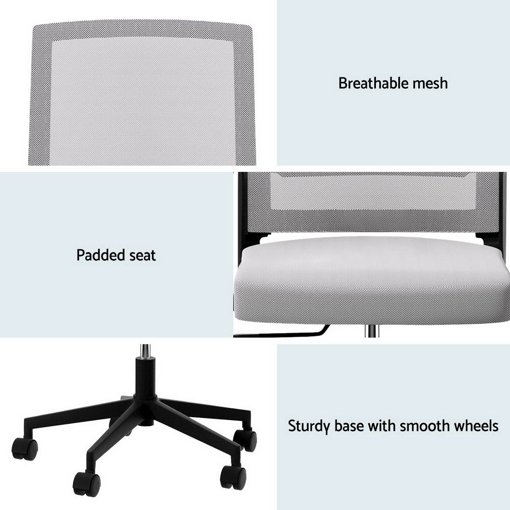 Mesh Office Chair Computer Gaming Desk Chair Work Study Mid Back - Grey