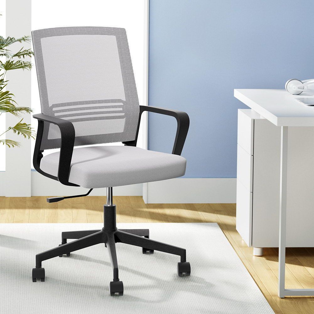 Mesh Office Chair Computer Gaming Desk Chair Work Study Mid Back - Grey