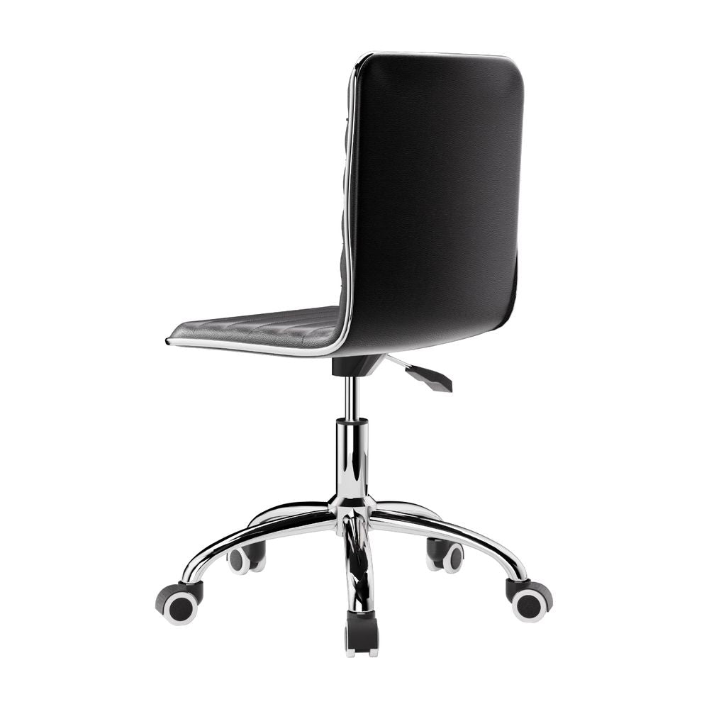Office Chair Computer Desk Gaming Chair PU Leather Low Back - Black