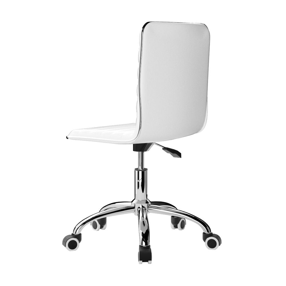 Office Chair Computer Desk Gaming Chair PU Leather Low Back - White