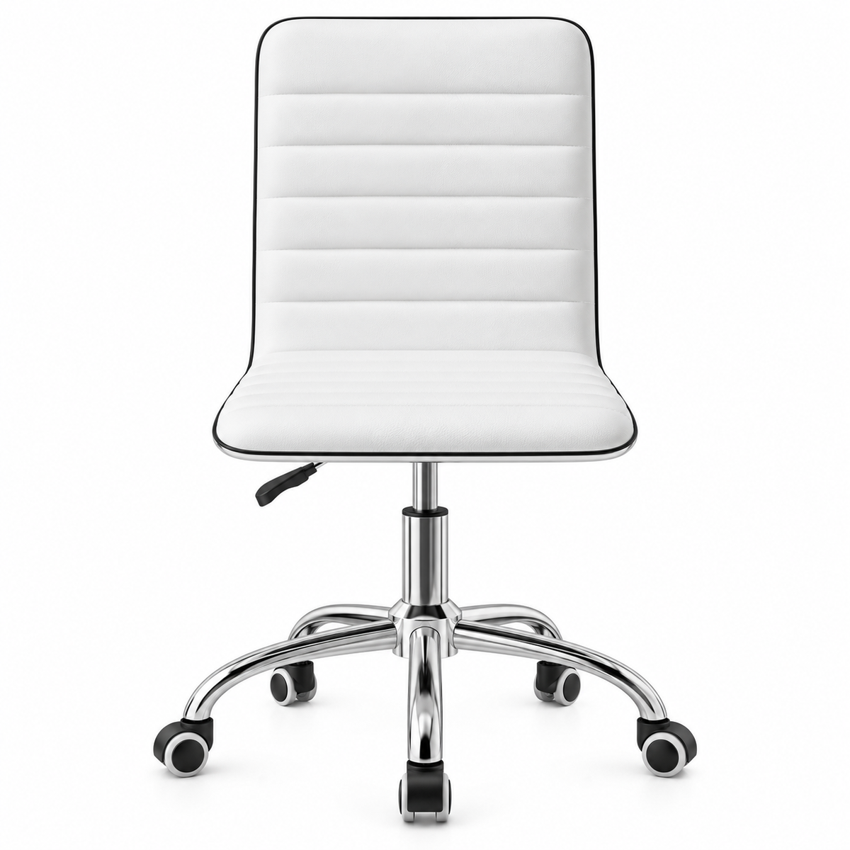 Office Chair Computer Desk Gaming Chair PU Leather Low Back - White