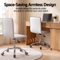 Office Chair Computer Desk Gaming Chair PU Leather Low Back - White