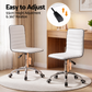 Office Chair Computer Desk Gaming Chair PU Leather Low Back - White