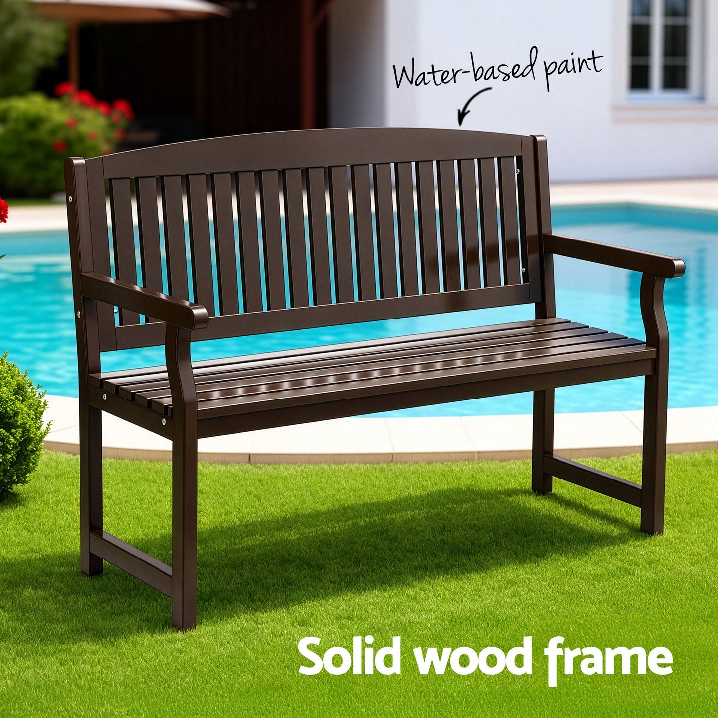 Outdoor Bench Wooden 2 Seater Lounge Chair Patio Furniture