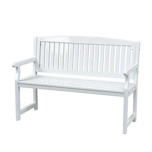 Outdoor Garden Bench Wooden 2-Seater Lounge Chair Patio Furniture - White