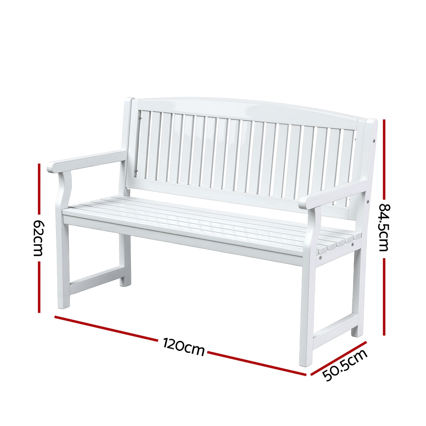 Outdoor Garden Bench Wooden 2-Seater Lounge Chair Patio Furniture - White