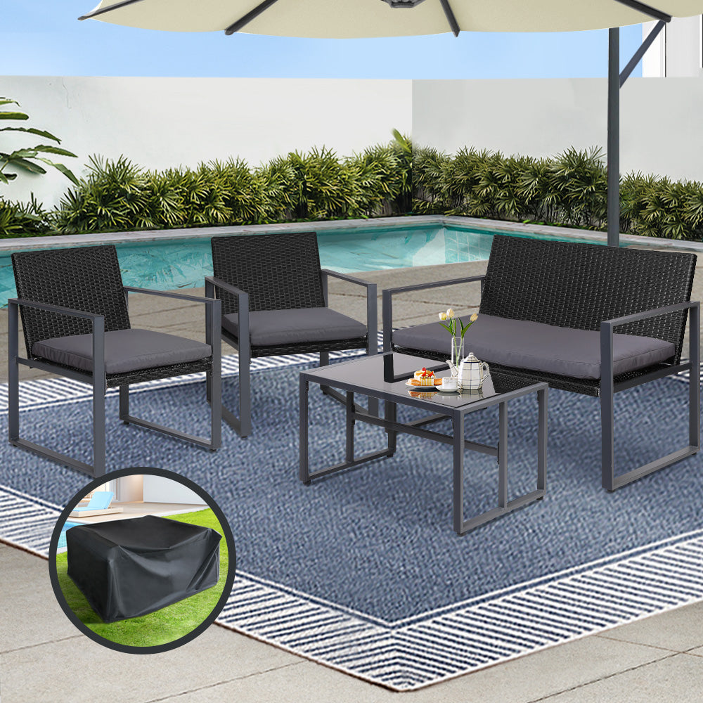 4pcs Outdoor Lounge Setting Sofa Set Garden Patio Table Chairs Cover