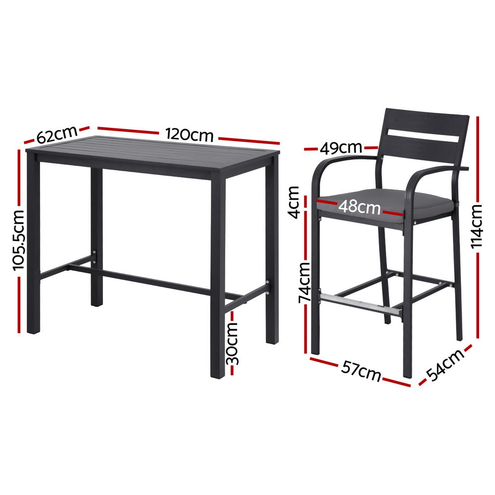 Outdoor Bar Set 5-Piece Patio Dining Chairs Aluminium Table Stools