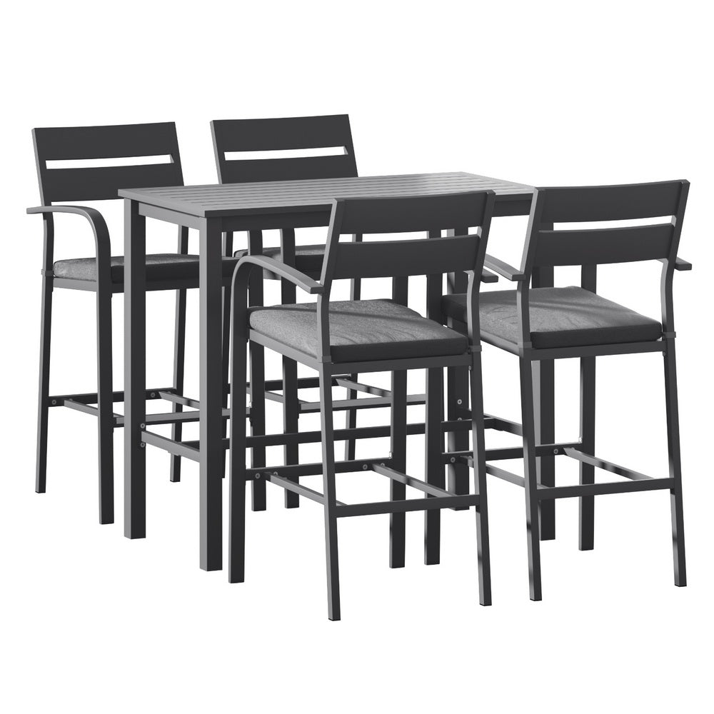 Outdoor Bar Set 5-Piece Patio Dining Chairs Aluminium Table Stools