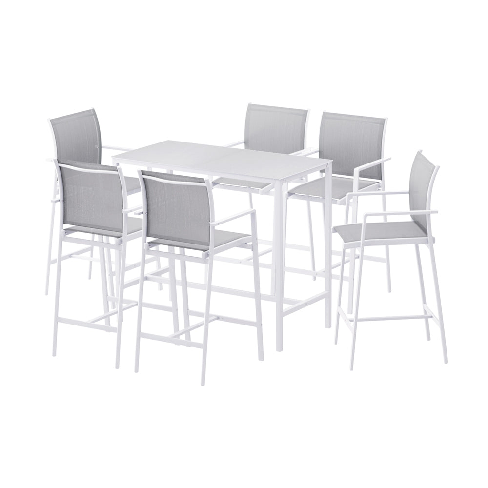White steel dining chair set