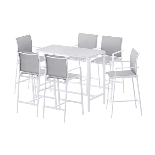 White steel dining chair set