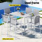 White steel outdoor bar table and stools set