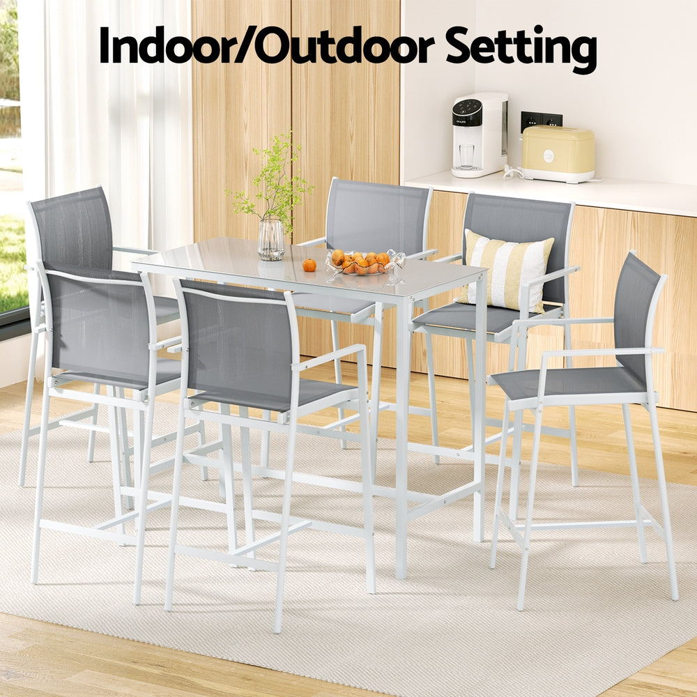 Gardeon 7PCS Outdoor Bar Set White Barset 7stex Abc