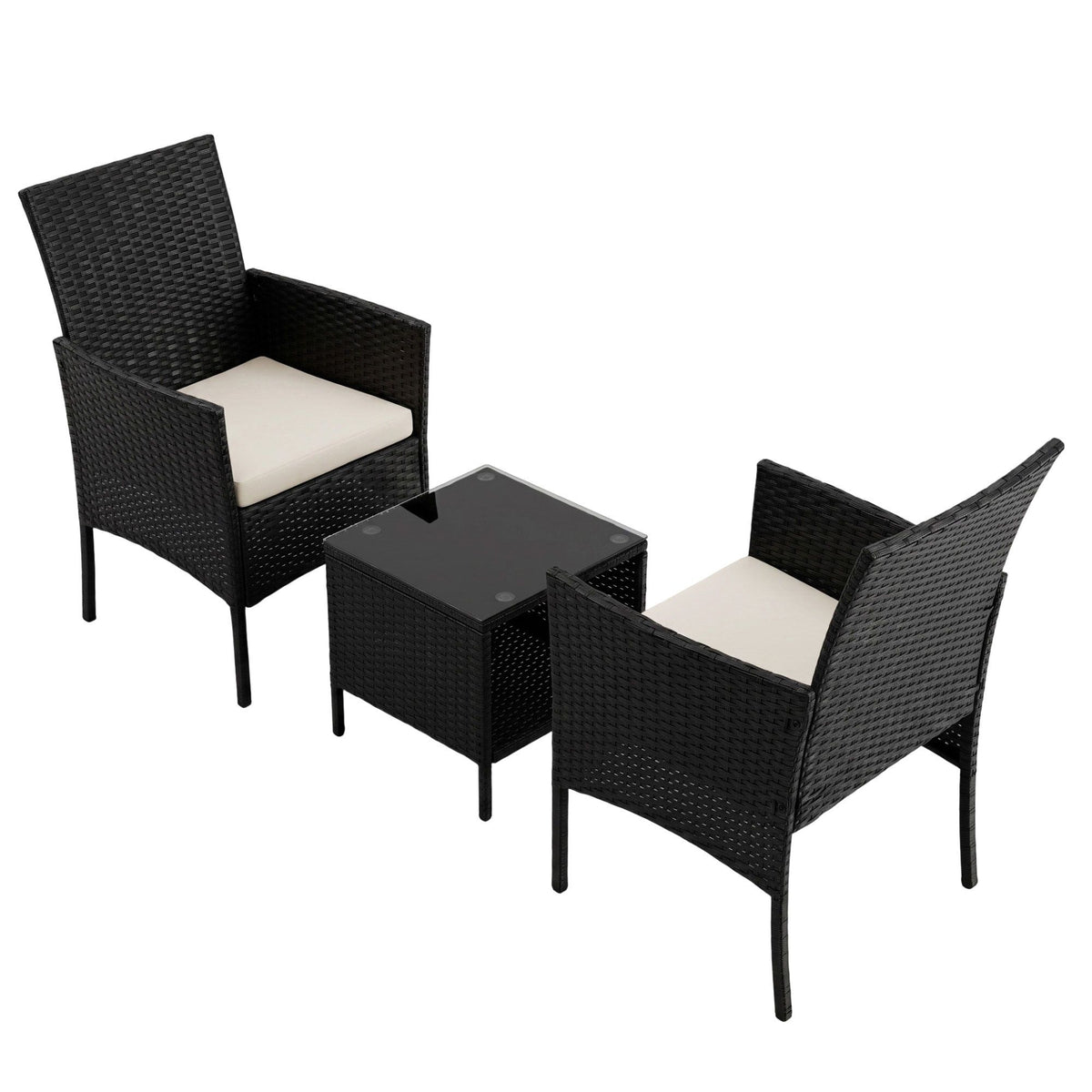 Outdoor Furniture Set 3 Piece Wicker - Black