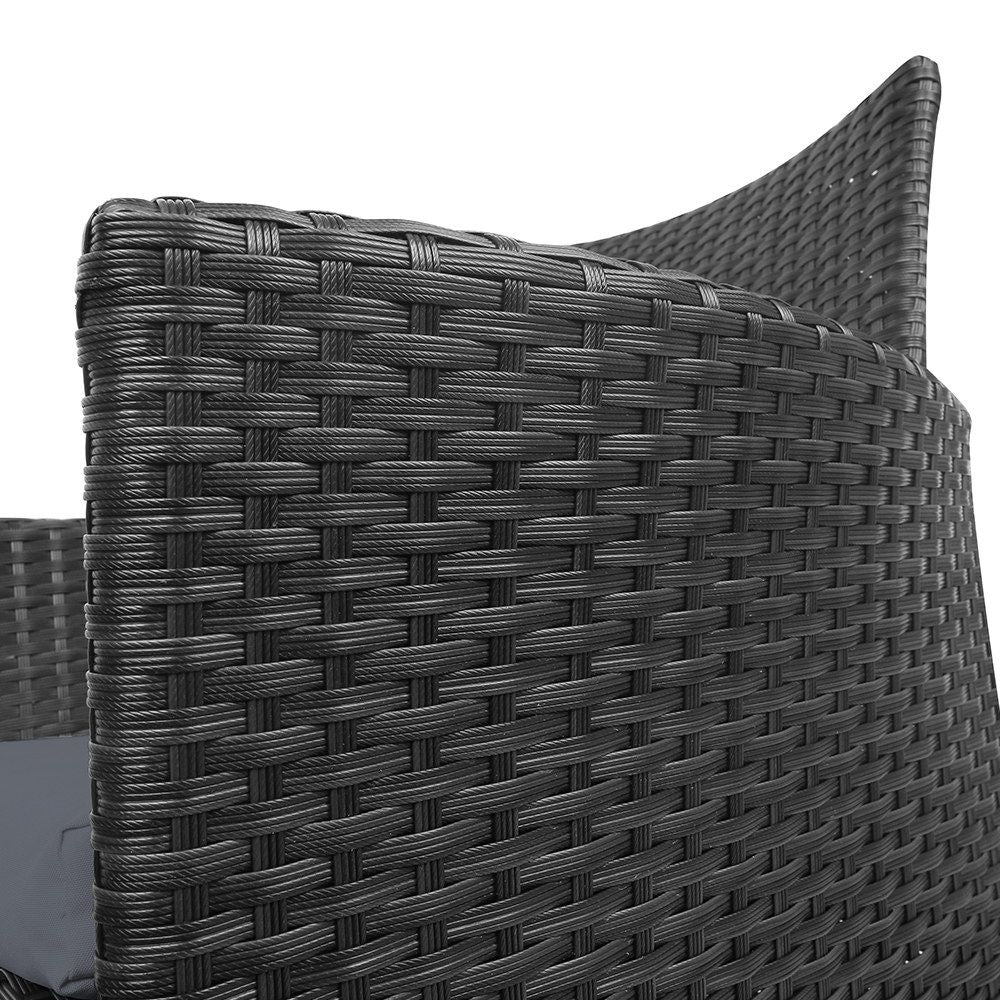 Outdoor Furniture Set 3 Piece Wicker - Black