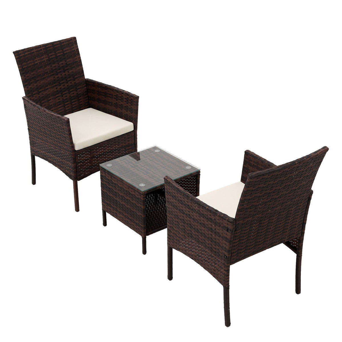 Wicker Outdoor Furniture Set (3pc), Brown