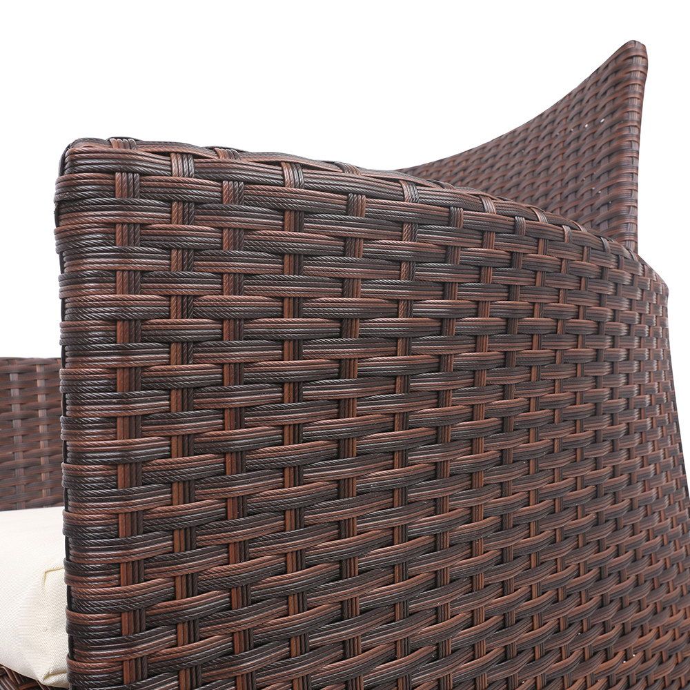 Wicker Outdoor Furniture Set (3pc), Brown