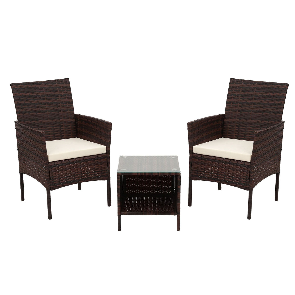 Wicker Outdoor Furniture Set (3pc), Brown