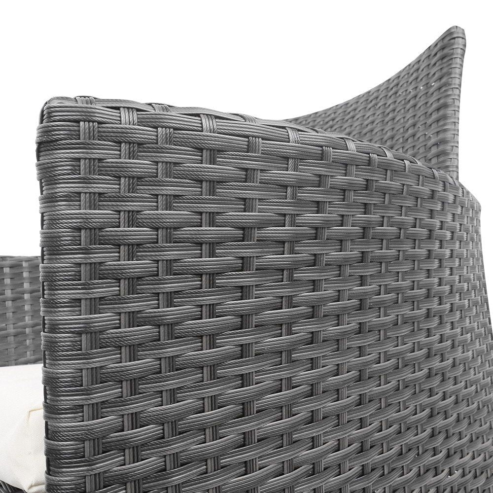 Outdoor Chair Side Table Furniture Set 3 Piece Wicker - Grey