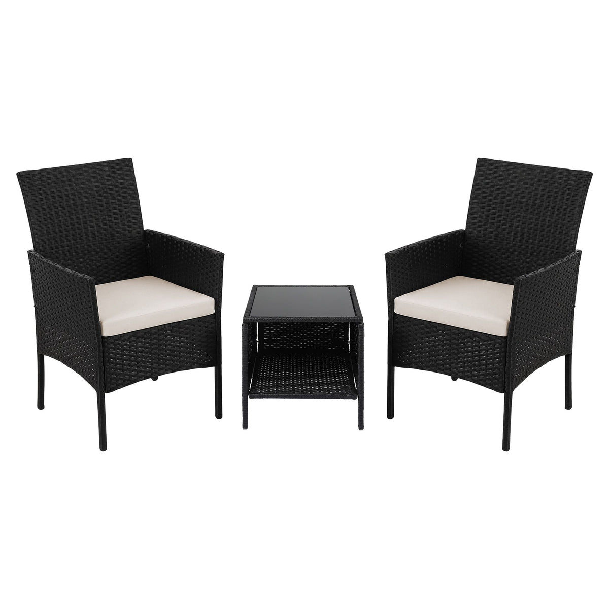 Bistro Wicker Outdoor Furniture Set (3pc), Black