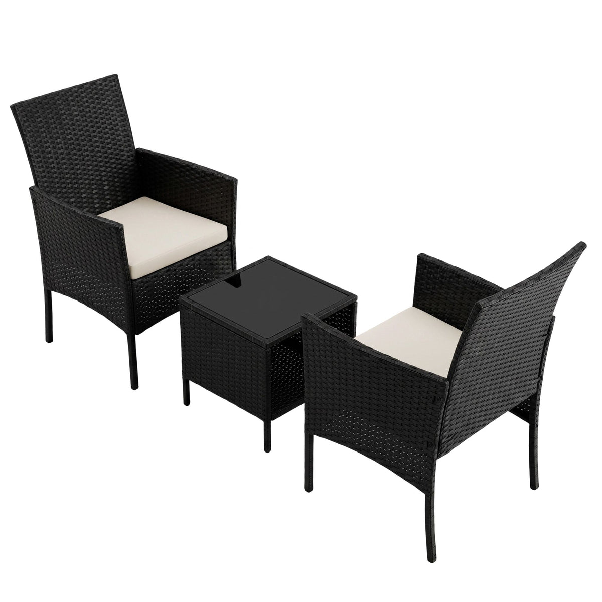 Bistro Wicker Outdoor Furniture Set (3pc), Black