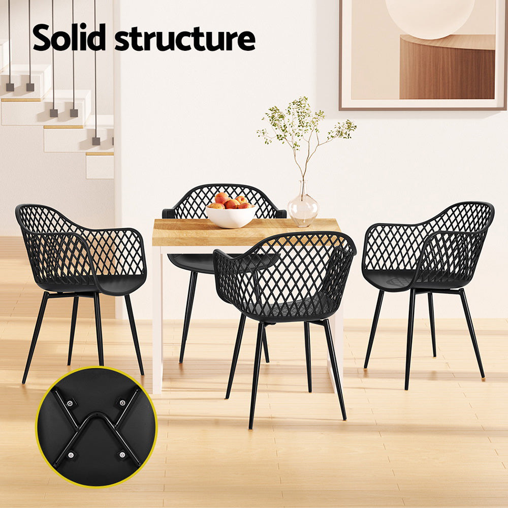 4pc Outdoor Dining Chairs Lounge with Chair Patio Black