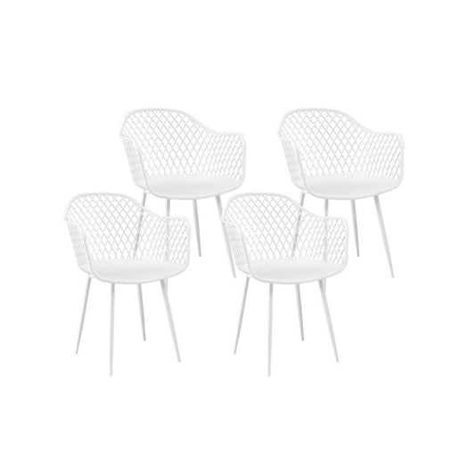 Set of four white dining chairs