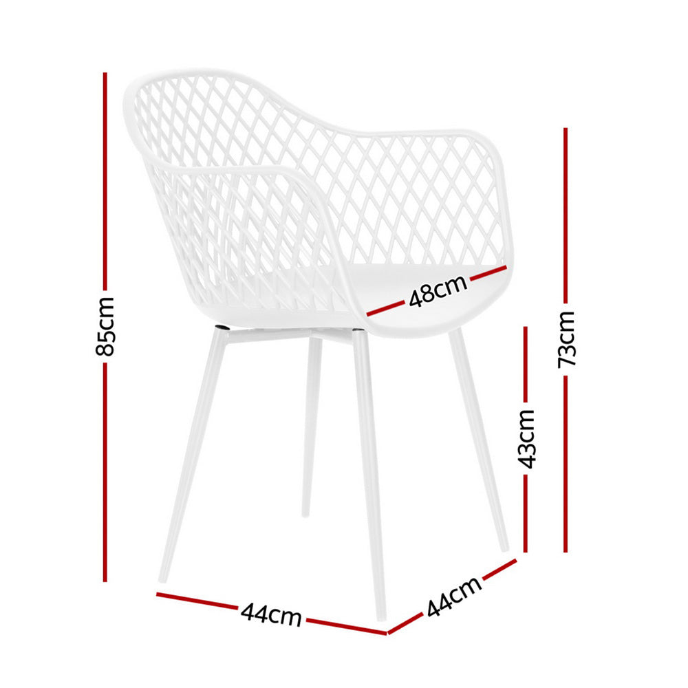 White outdoor dining setting