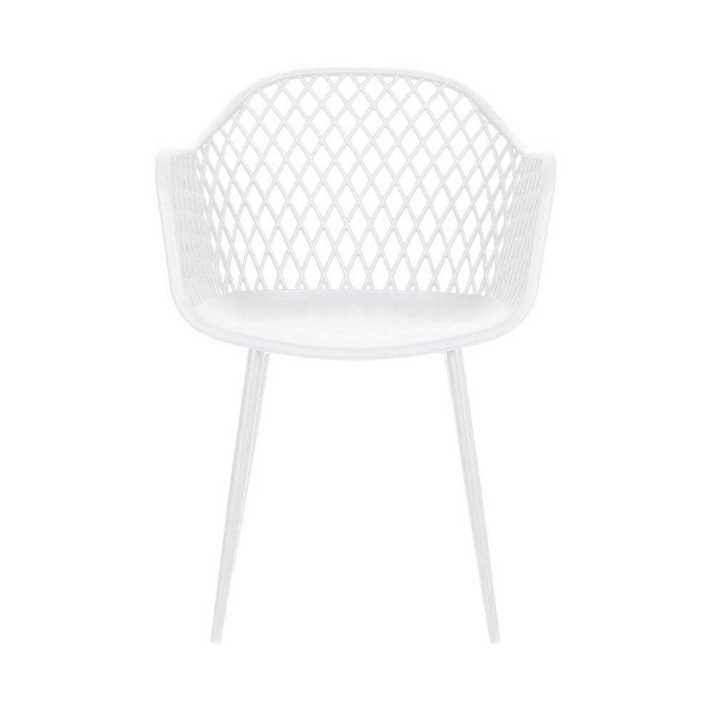 Outdoor Dining Chairs Set 4PC with PP Lounge Chair Patio Furniture White