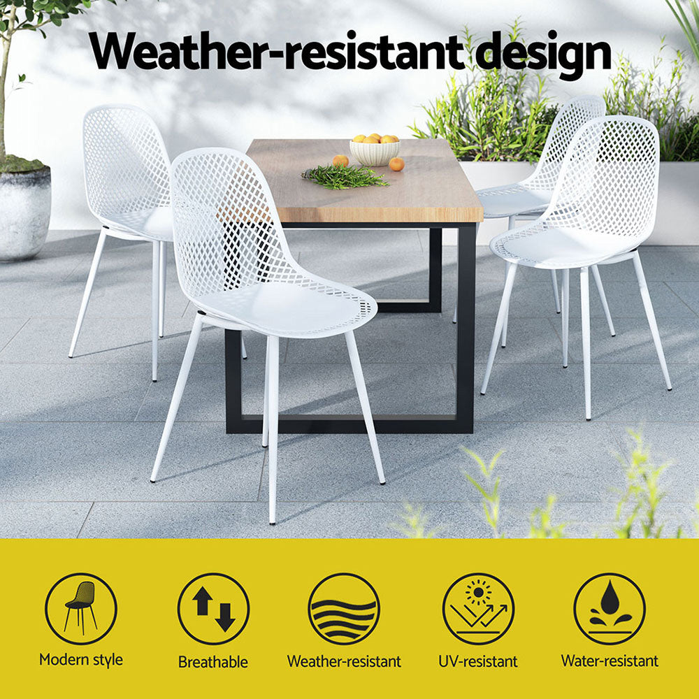 Outdoor Dining Chairs 4pc Pp Lounge White
