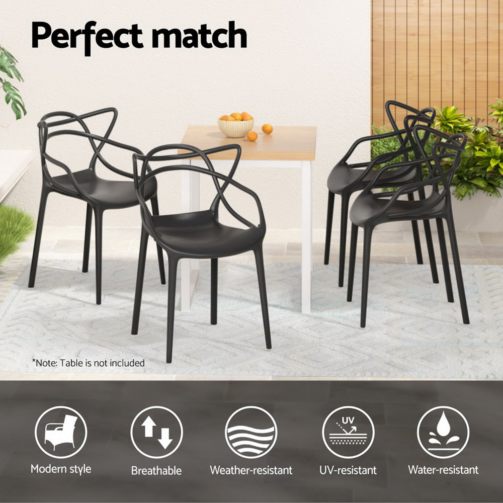 Outdoor Dining Chairs Set of 4 PP Portable Stackable Patio Furniture