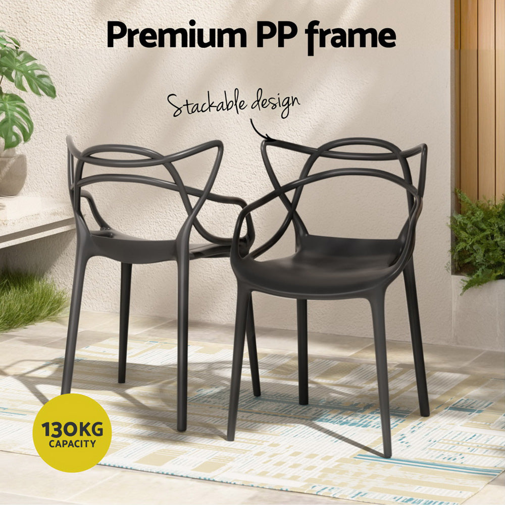 Outdoor Dining Chairs Set of 4 PP Portable Stackable Patio Furniture