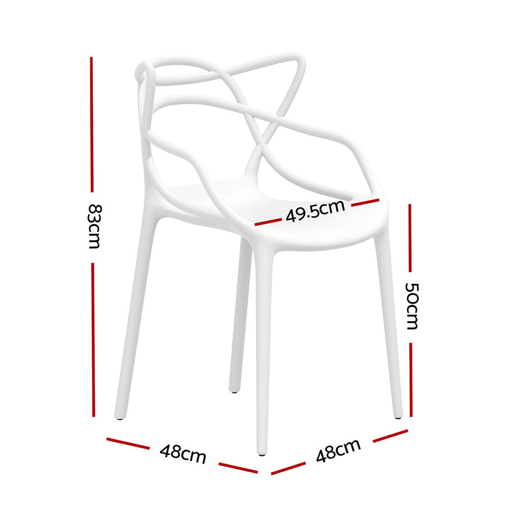 Outdoor Dining Chairs Set 4PC PP Portable Stackable Chair Patio Furniture - White