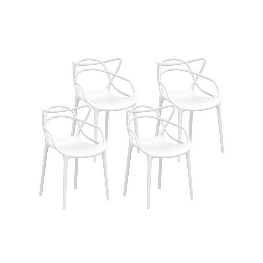 White outdoor dining table and chairs set